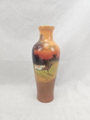 Circa 1910 Royal Doulton Holbein Ware Highland Cattle Scene Vase By J. Kelsall