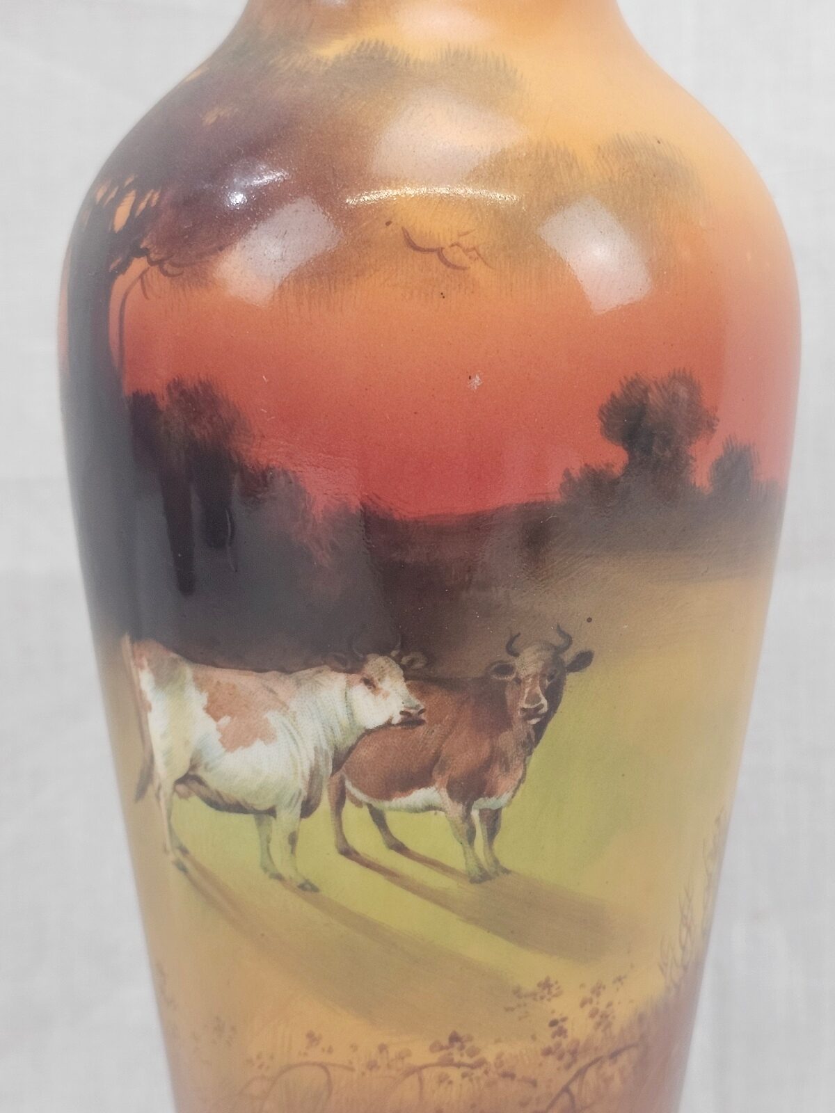 Circa 1910 Royal Doulton Holbein Ware Highland Cattle Scene Vase By J. Kelsall - Image 2