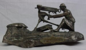 WW1 French Spelter Inkwell Of A Machinegunner