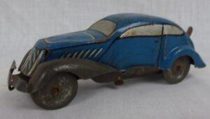 1930's Blue Tinplate Clockwork Saloon Car