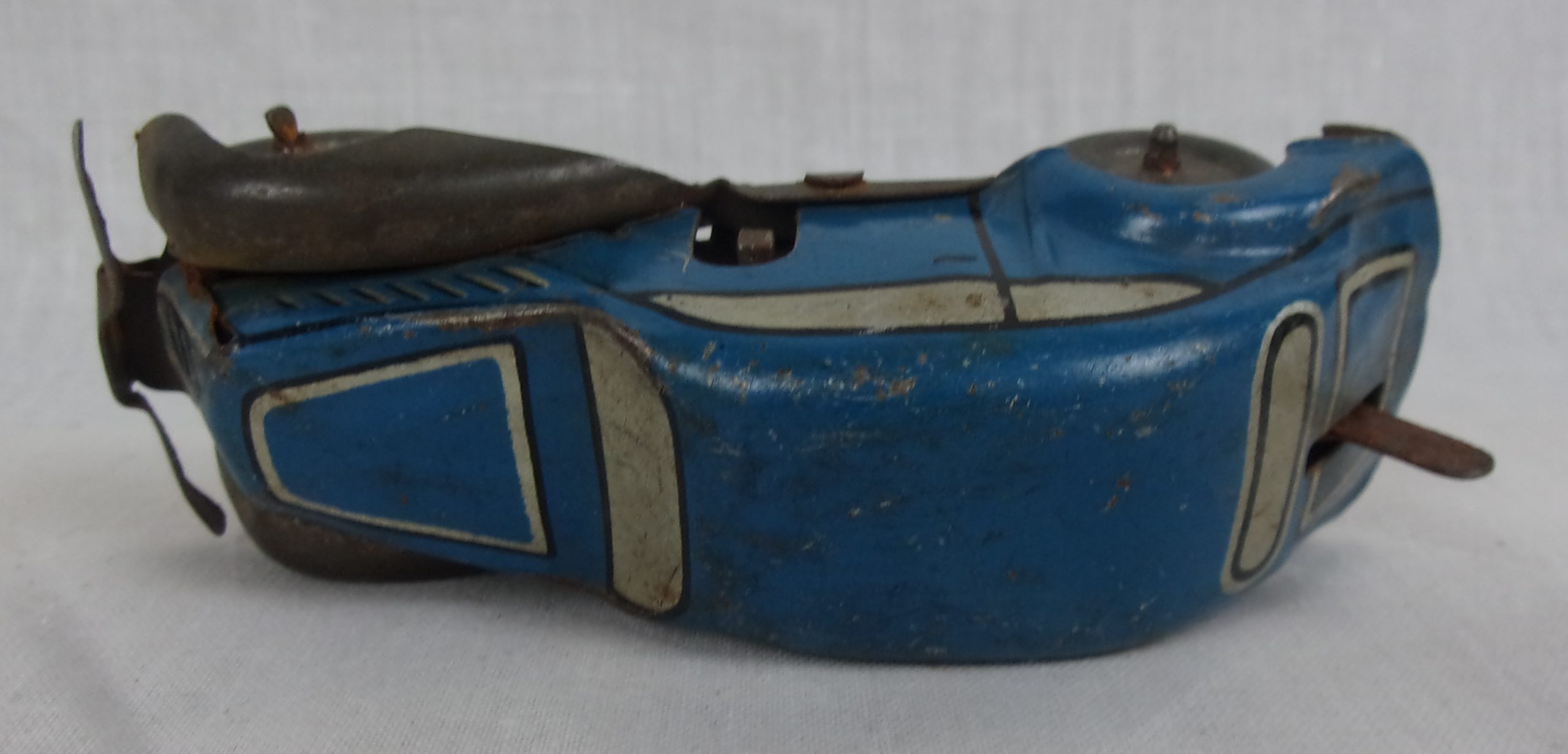 1930's Blue Tinplate Clockwork Saloon Car - Image 3