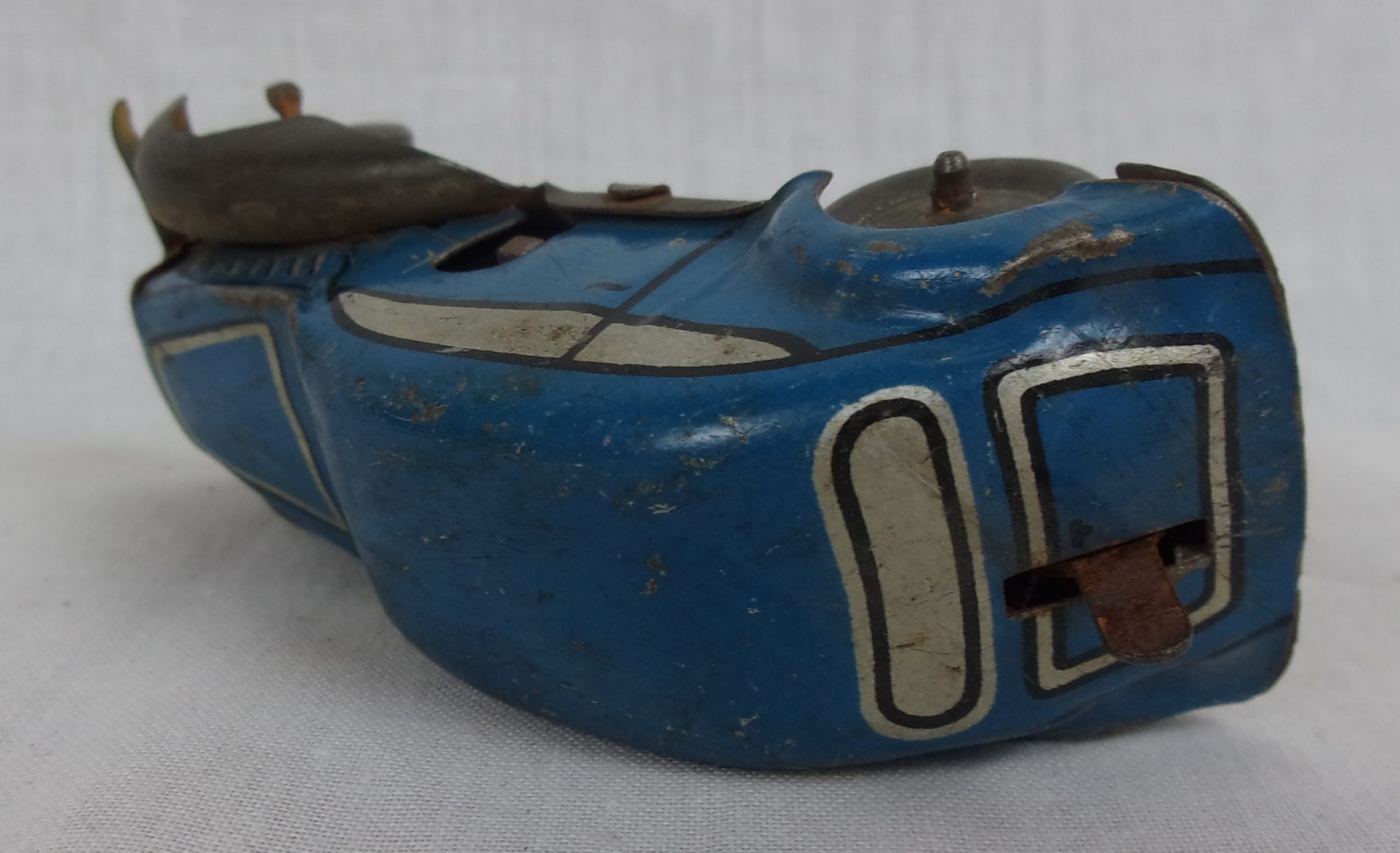 1930's Blue Tinplate Clockwork Saloon Car - Image 2