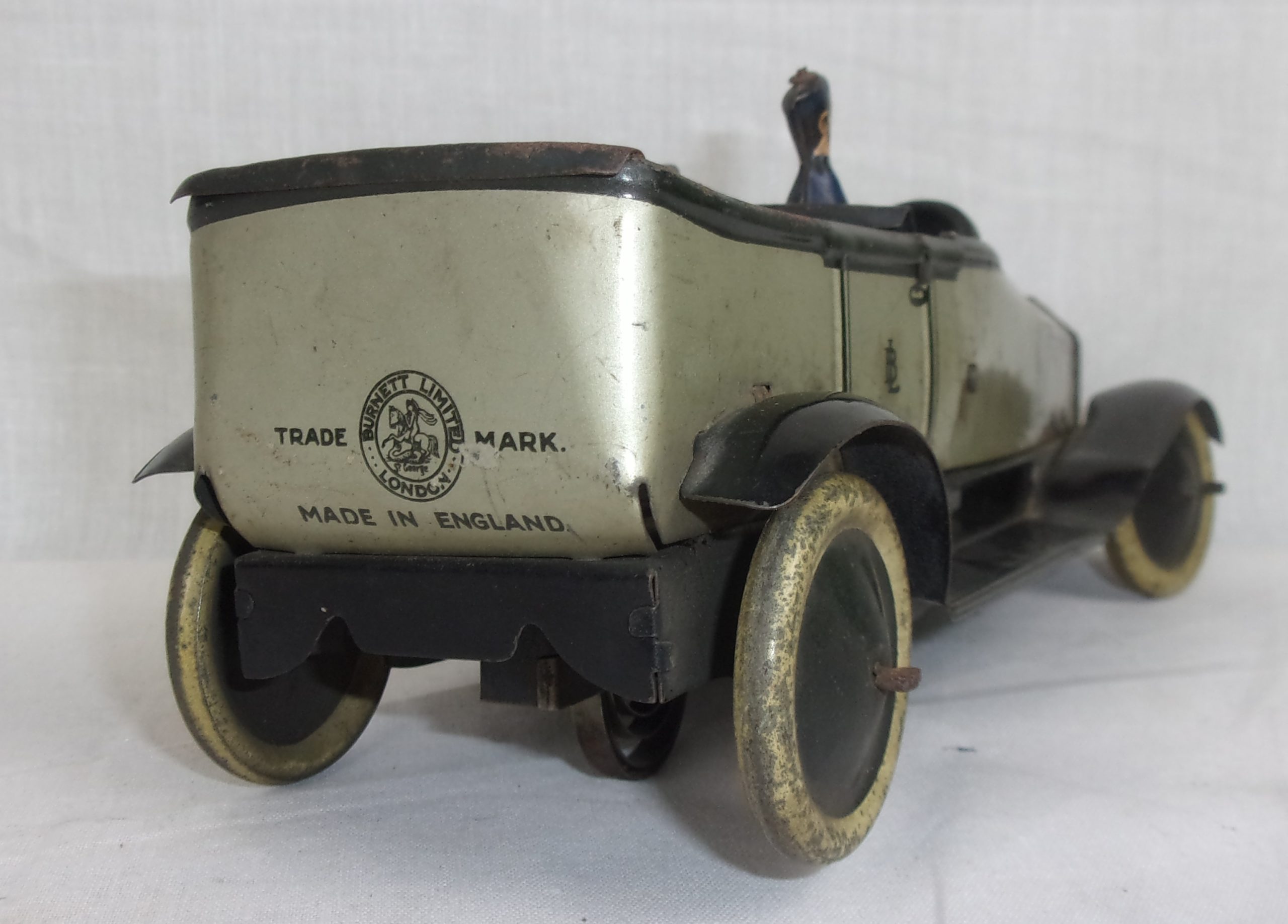 Circa 1915 Burnett Tinplate Toy Touring Car, Chauffeur & Passenger - Image 5