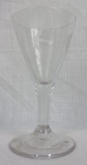 Georgian Circa 1815 Etched Flying Crane Cordial Glass