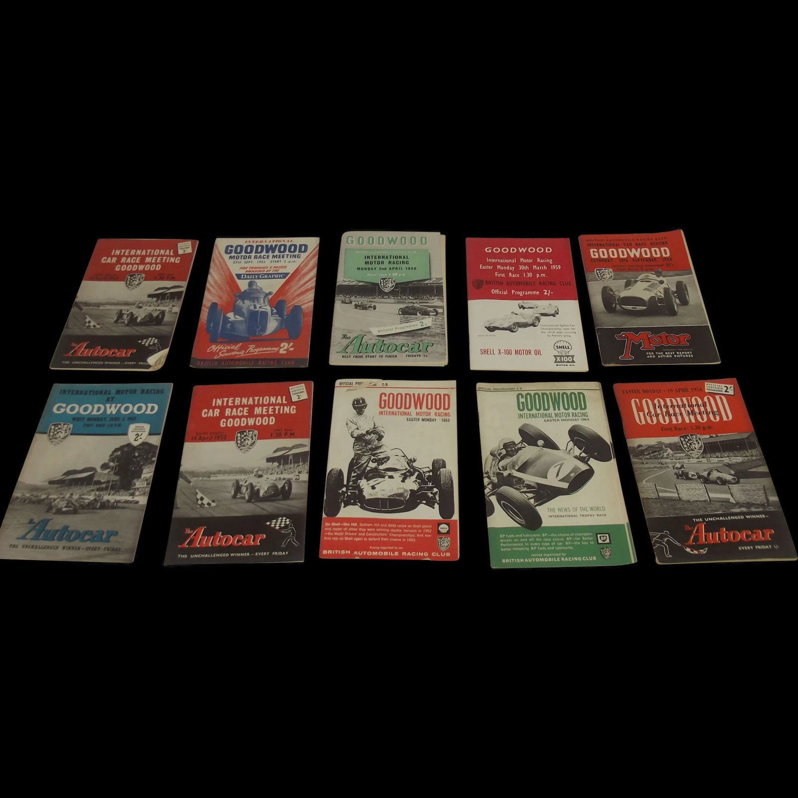 8 International Motor Racing At Goodwood Official Sovenier Programmes From 1952 To 1964