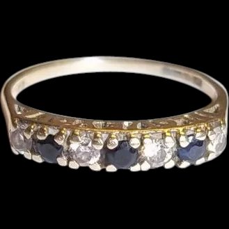 9 Ct Gold 0.15 CTW Sapphire & 0.2 CTW Zircon 'I LOVE YOU' Mount Ring, Size M