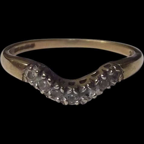 9 Ct Gold CZ Wishbone Ring, UK Size O 1/2, US 7.5