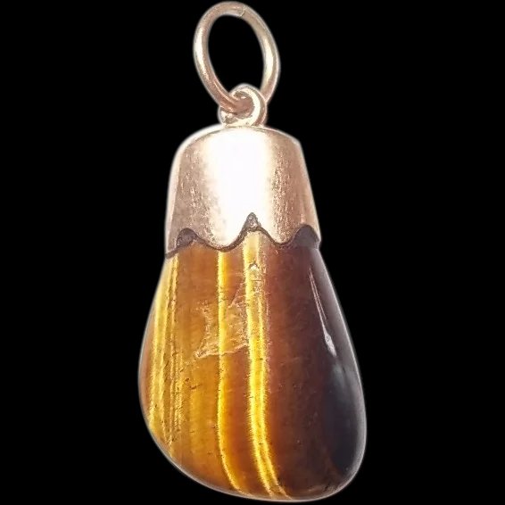 9 Ct Yellow Gold Tigers Eye Pendant # 1