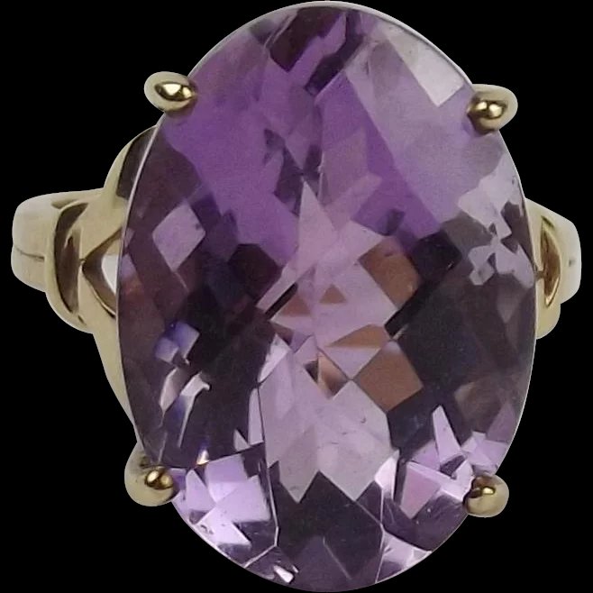 9Ct Yellow Gold Amethyst Ring UK Size N+ US 6 ¾