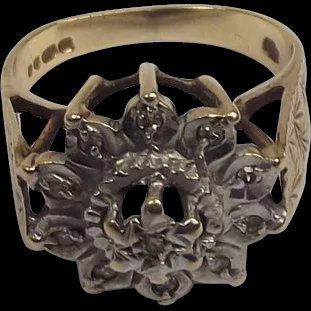 9ct Gold 0.11 CTW Diamond Cluster Ring Size M (US 6 1/2)