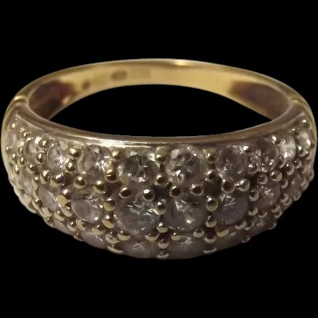 9ct Gold 30 Stone Zirconia (30ct) Ring UK Size L (US 5 3/4)