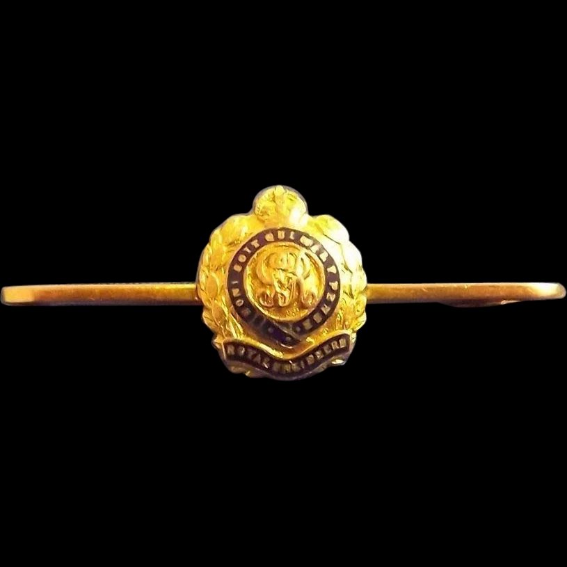 9ct Gold & Enamel Kings Crown Royal Engineers Sweet Heart Badge