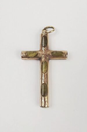 9ct Rose Gold & Agate Cross Pendant
