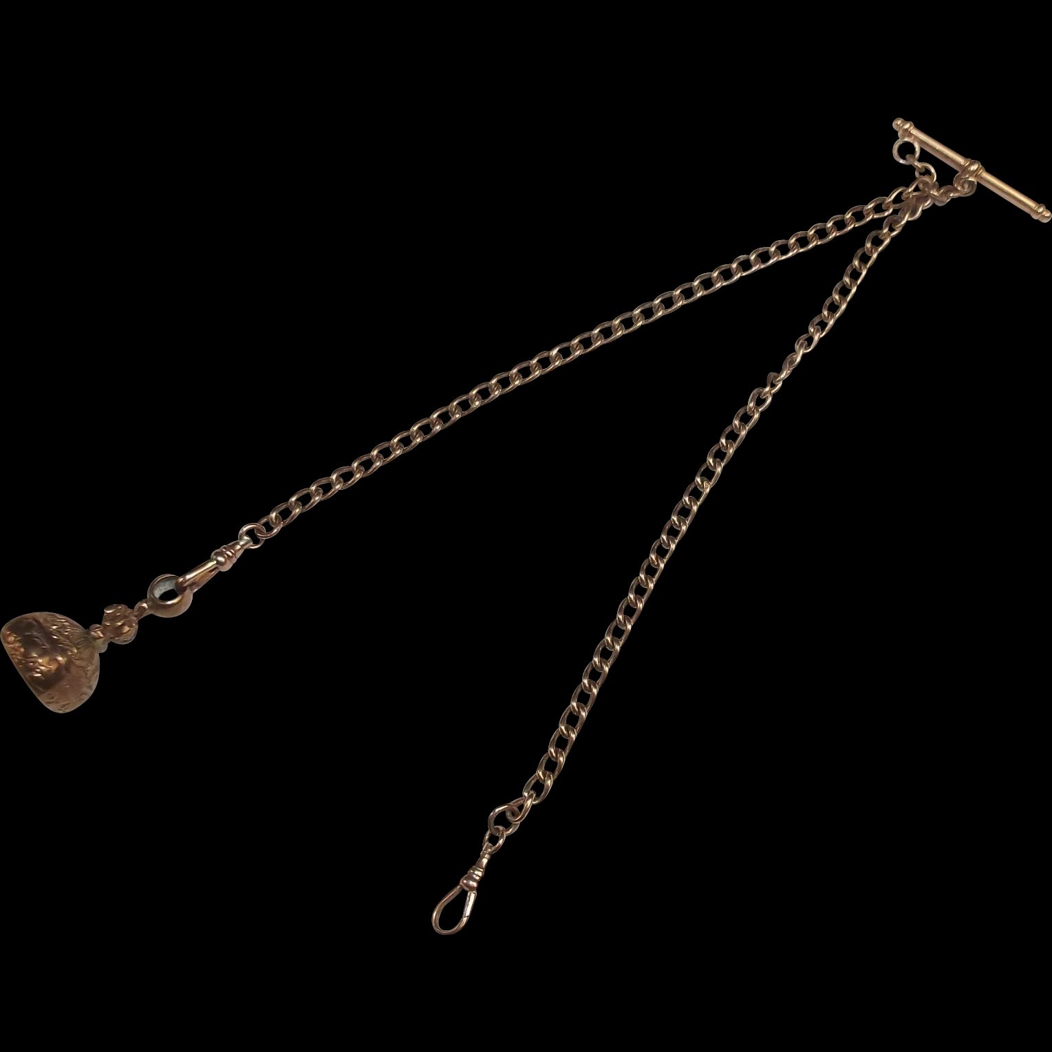 9ct Rose Gold Double Albert Chain With Glass Seal