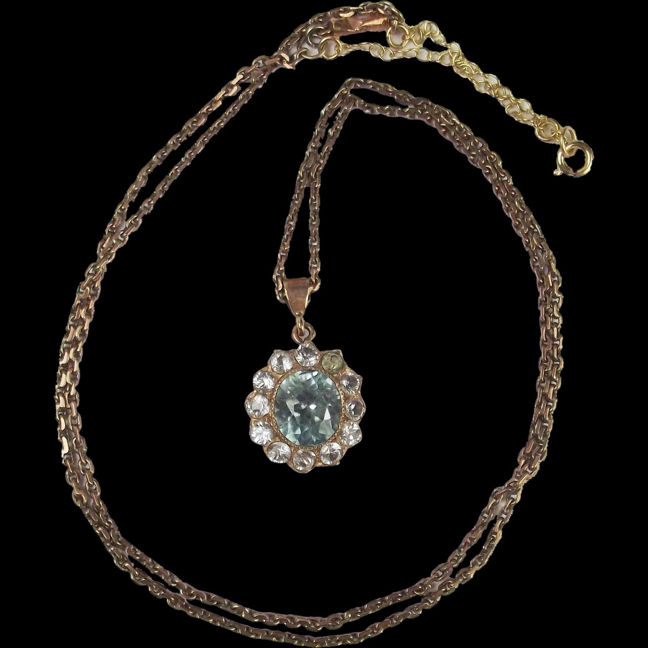 9ct Rose Gold Topaz & Sapphire Pendant Necklace