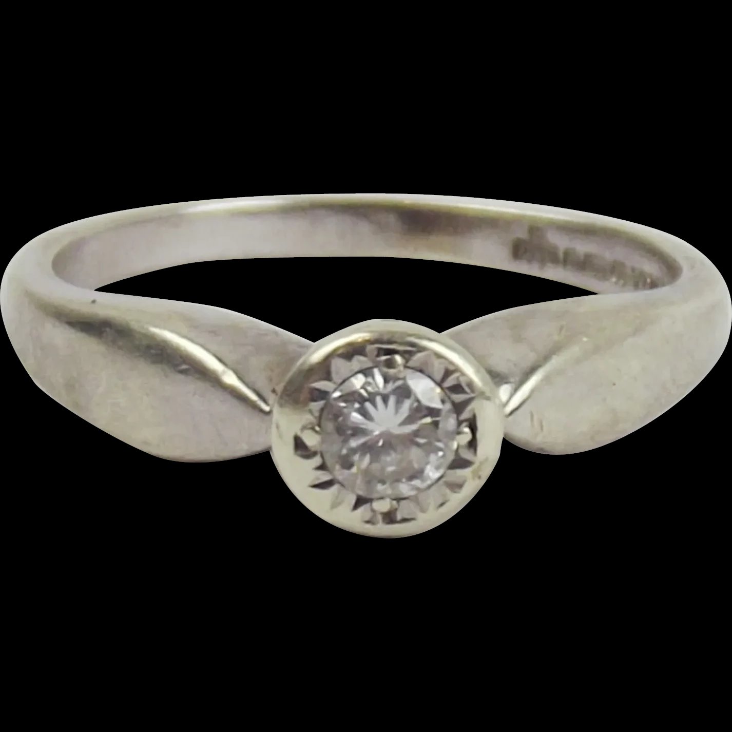 9ct White Gold 0.1 Carat Diamond Solitaire Ring UK Size L US 5 ½