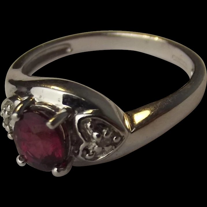 9ct White Gold Amethyst & Diamond Ring UK Size N US 6 ¾