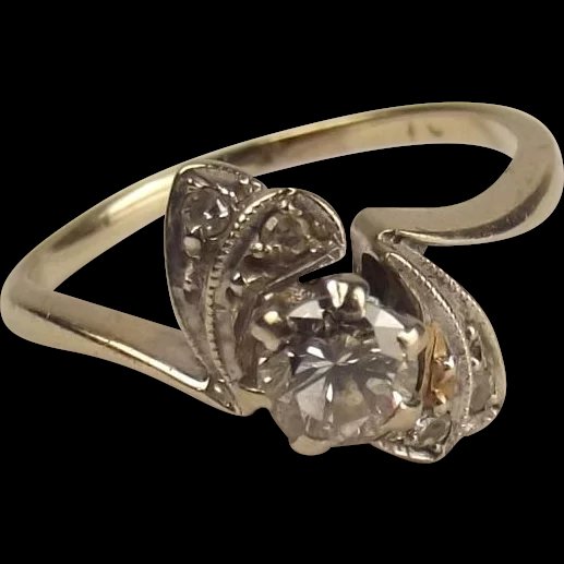 9ct White Gold Diamond Ring UK Size G+ US 3 ½
