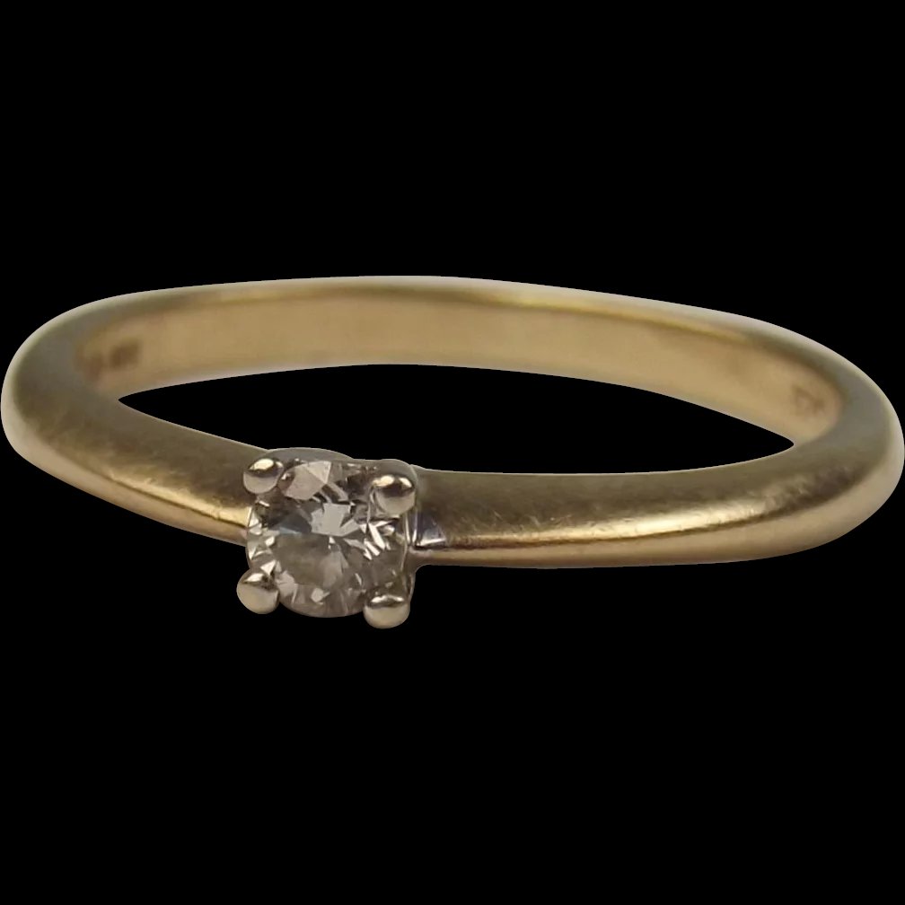9ct Yellow Gold 0.05 CTW Diamond Solitaire Ring UK Size L US 5 ¾