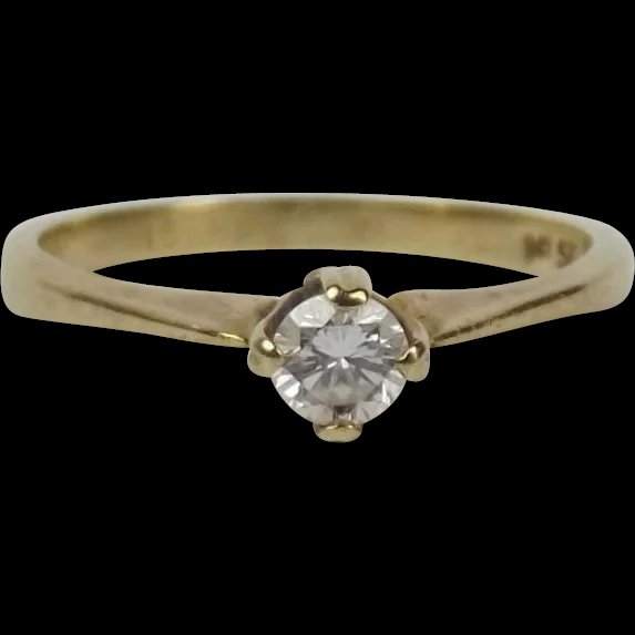 9ct Yellow Gold 0.15CTW Diamond Solitaire Ring UK Size L US 5 ½