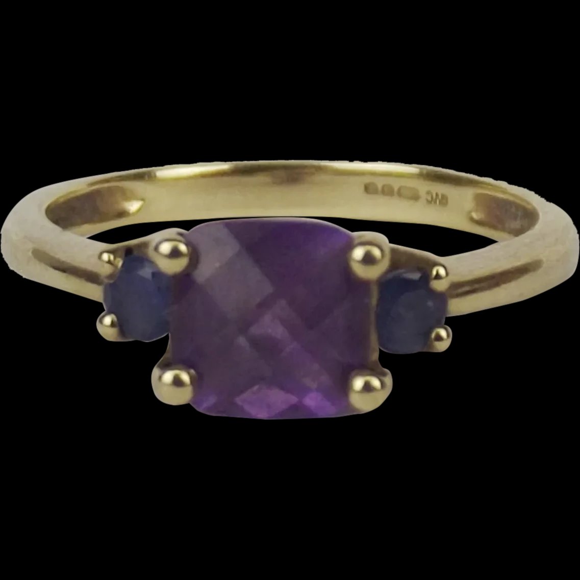 9ct Yellow Gold Amethyst & Iolite Ring UK Size N US 6 ½