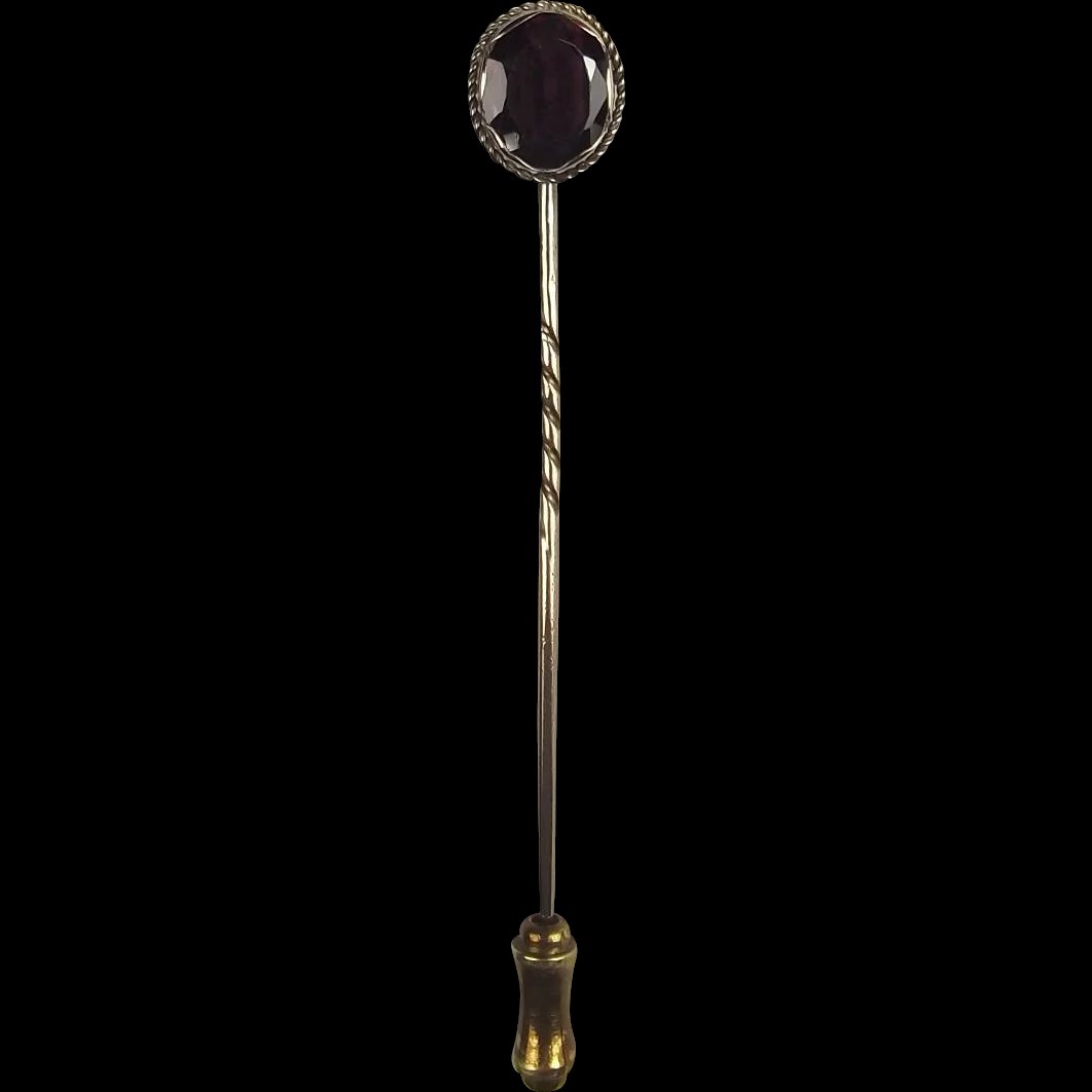 9ct Yellow Gold Amethyst Pin Brooch