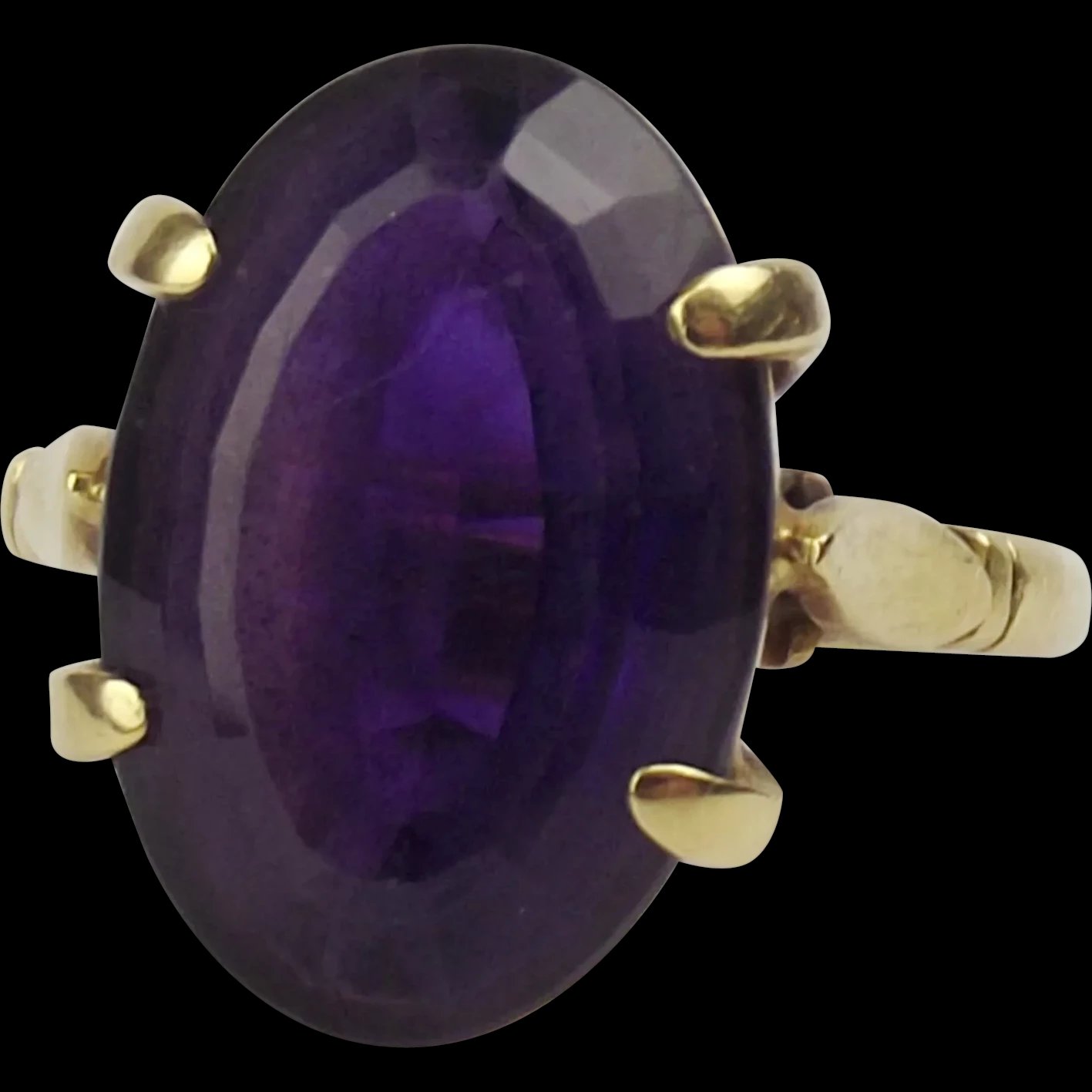 9ct Yellow Gold Amethyst Ring UK Size O US 7