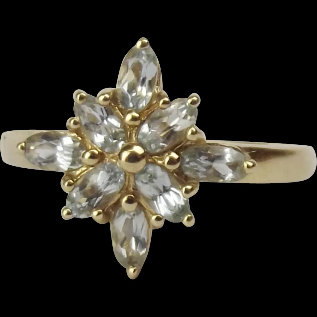 9ct Yellow Gold Aquamarine Ring UK Size N+ US 6 ¾