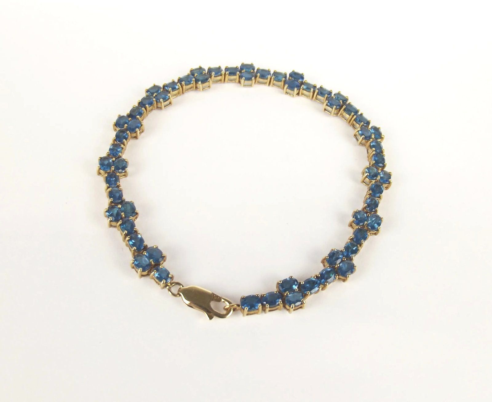 9ct Yellow Gold & Blue Glass Bracelet 19.5cm