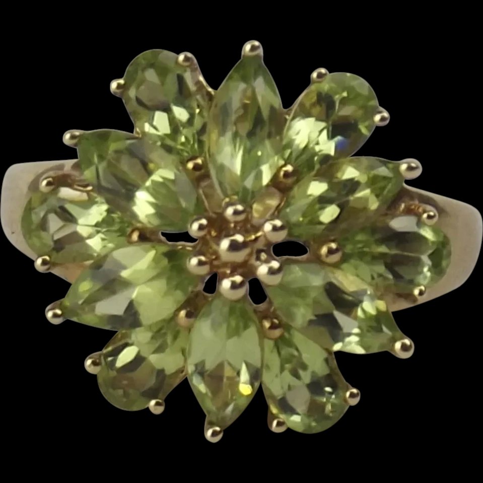 9ct Yellow Gold Citrine Flower Head Ring UK Size N US 6 ½