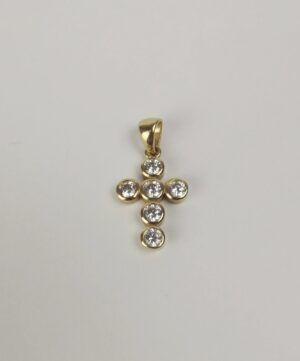 9ct Yellow Gold Cubic Zirconia Cross Pendant