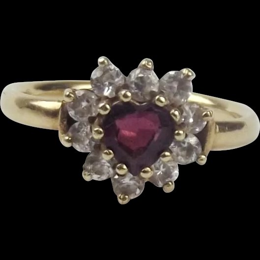 9ct Yellow Gold Cubic Zirconia Flower Head Ring UK Size L+ US 6