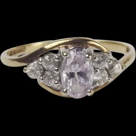 9ct Yellow Gold Cubic Zirconia Ring UK Size L US 5 ½