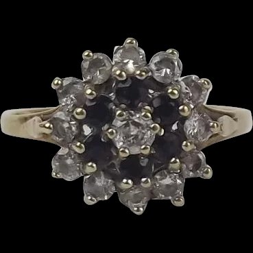 9ct Yellow Gold Cubic Zirconia & Spinel Ring UK Size O US 7