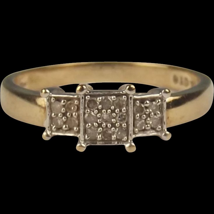9ct Yellow Gold Diamond Claw Setting Ring UK Size O+ US 7 ½