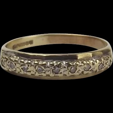 9ct Yellow Gold Diamond Half Eternity Band Ring UK Size M US 6