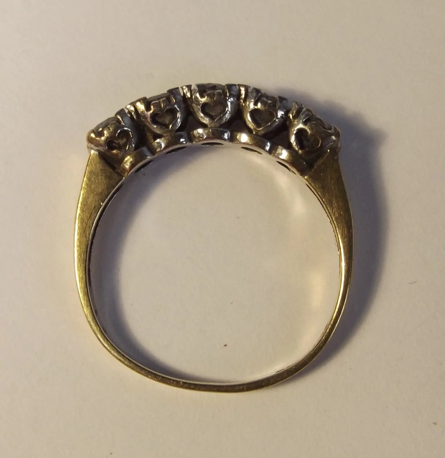 9ct Yellow Gold Five Stone 1.0 CTW Cubic Zirconia Ring UK Size M (US 6 ¼)