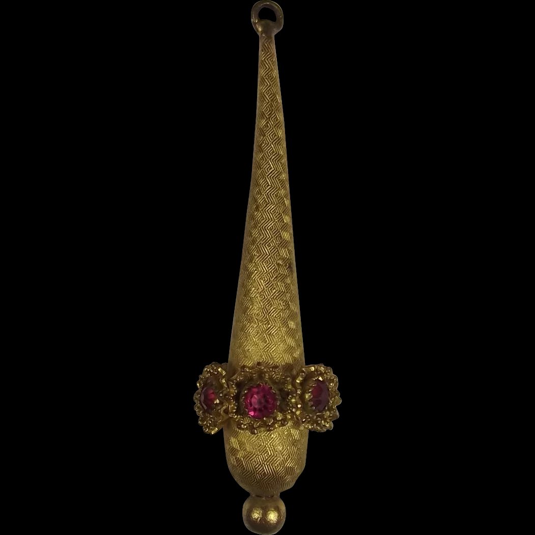 9ct Yellow Gold & Glass Drop Pendant
