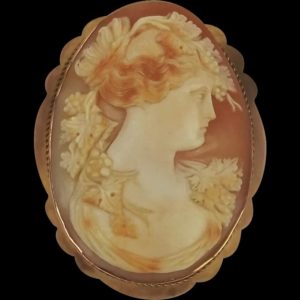 9ct Yellow Gold Large Cameo Brooch