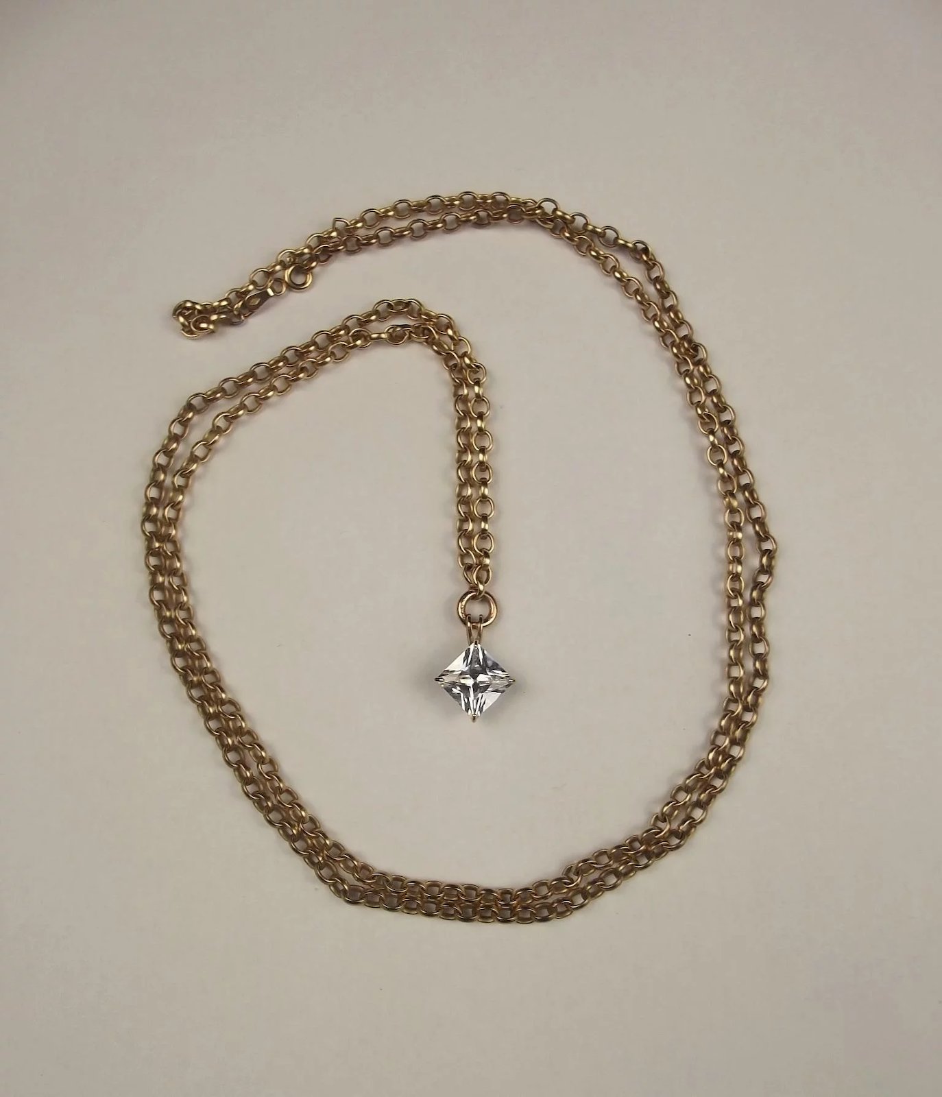 9ct Yellow Gold Necklace With Cubic Zirconia Pendant - Image 2