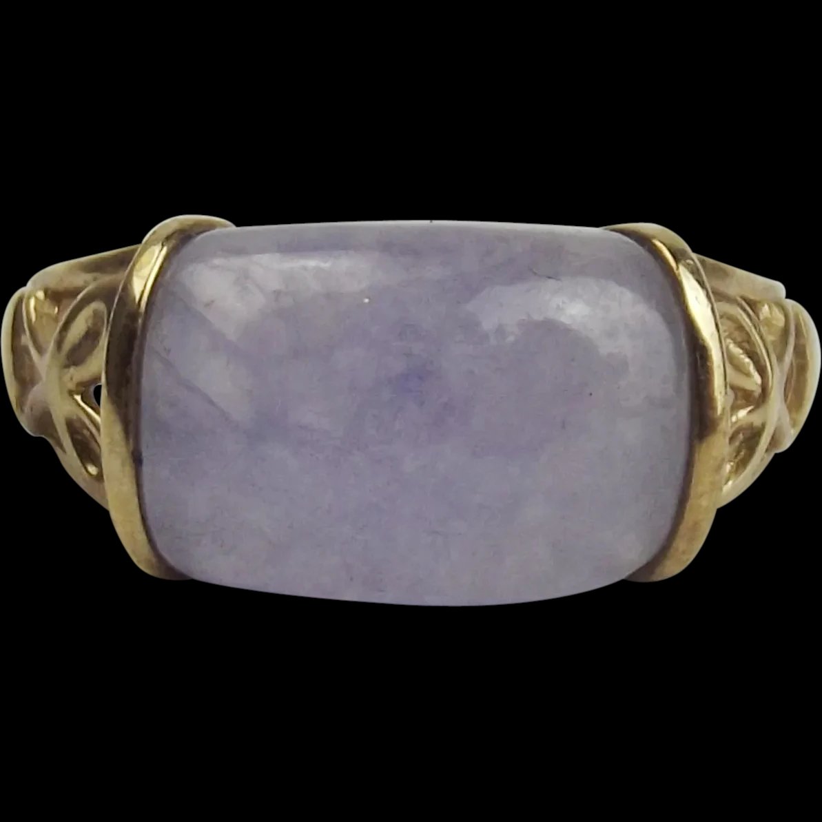 9ct Yellow Gold Opaque Amethyst Ring UK Size O US 7