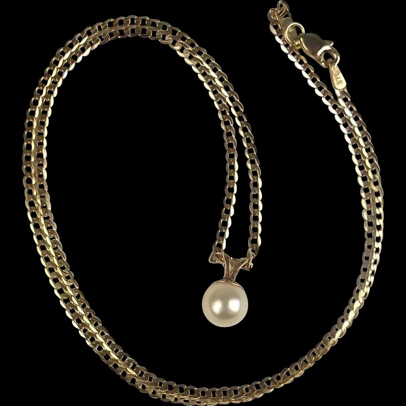9ct Yellow Gold Pearl Pendant Necklace