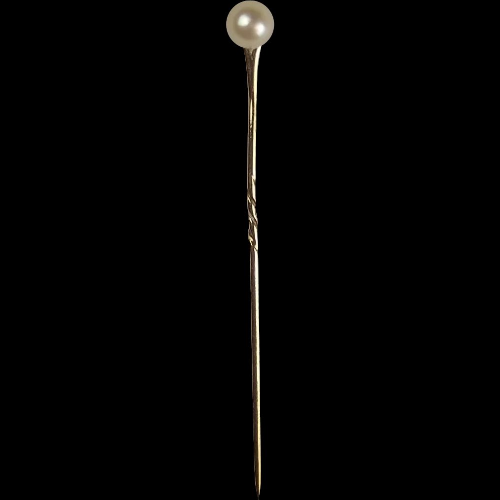 9ct Yellow Gold Pearl Pin Brooch