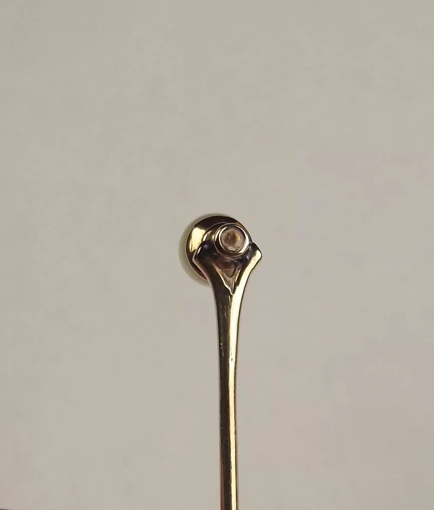 9ct Yellow Gold Pearl Pin Brooch - Image 4
