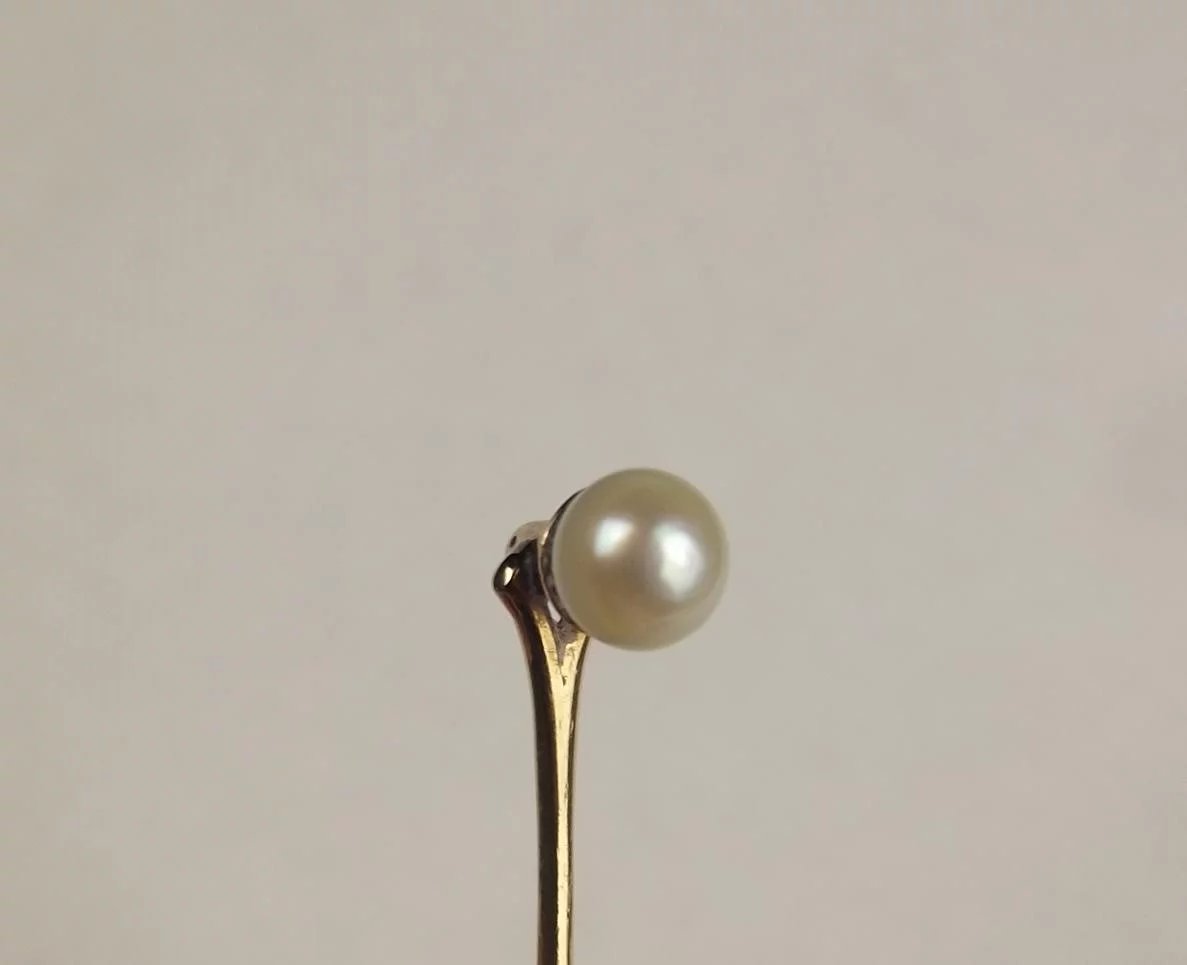 9ct Yellow Gold Pearl Pin Brooch - Image 5