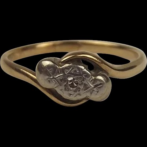 9ct Yellow Gold & Platinum Diamond Ring UK Size Q US 8