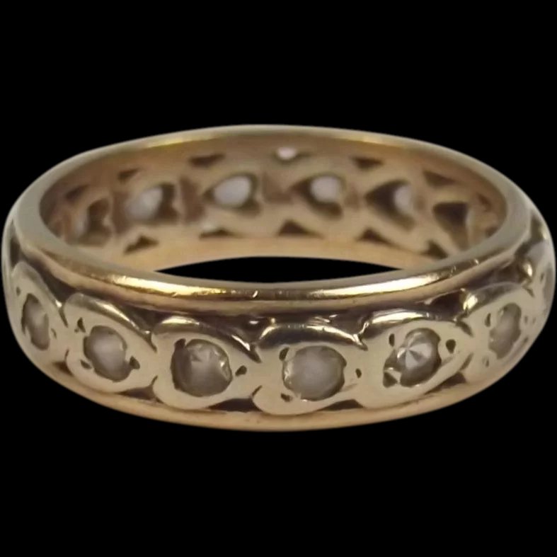9ct Yellow Gold Quartz Full Eternity Ring UK Size J+ US 5