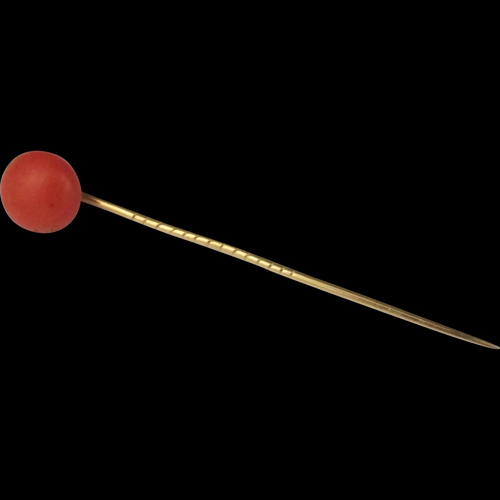 9ct Yellow Gold & Rose Coral Tie Pin