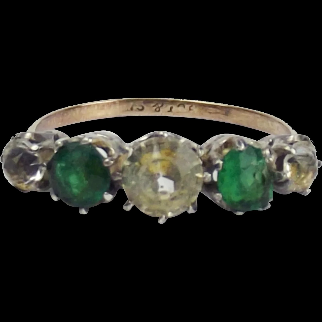 9ct Yellow Gold & Silver Paste Ring UK Size N+ US 6 ¾