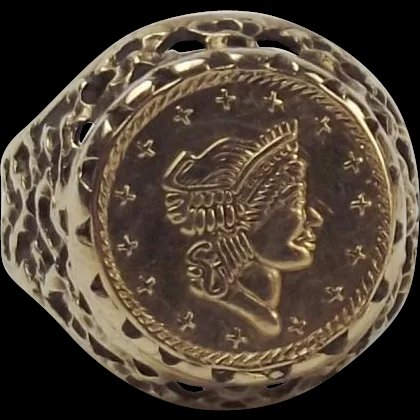 9ct Yellow Gold Sovereign Style Ring UK Size N US 6 ½